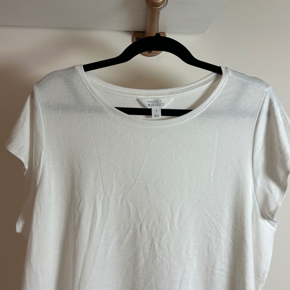Market & Spruce Womens White Short Sleeve Flutter Cap Sleeve Knit Top Size 1X - Picture 2 of 5
